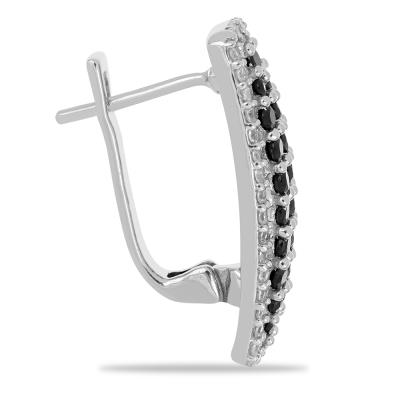 BUY 925 SILVER WITH BLACK SPINEL GEMSTONE EARRING